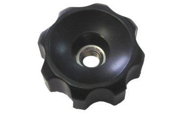 グリップナット(黒PP樹脂) E3貫通タイプ(50mm径) ねじ部鉄 (大丸鋲螺)
